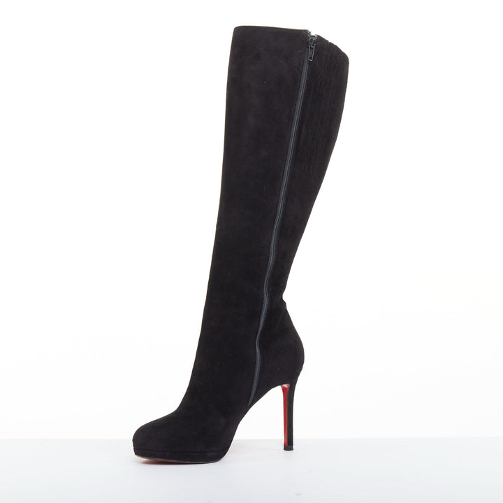 CHRISTIAN LOUBOUTIN Botalili 100 veau velour black suede platform boots EU37.5