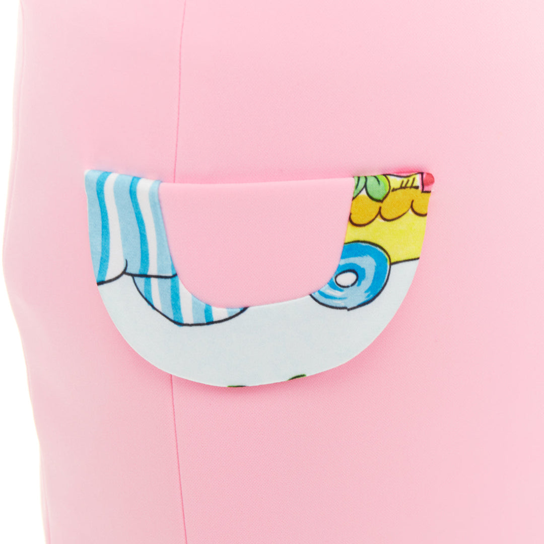 MOSCHINO COUTURE! 2022 Runway Calico Animals pink cream mini skirt IT38 XS