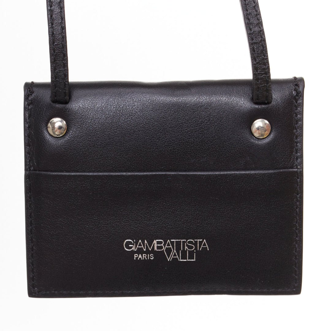 GIAMBATTISTA VALLI black leather mini envelop pouch necklace
