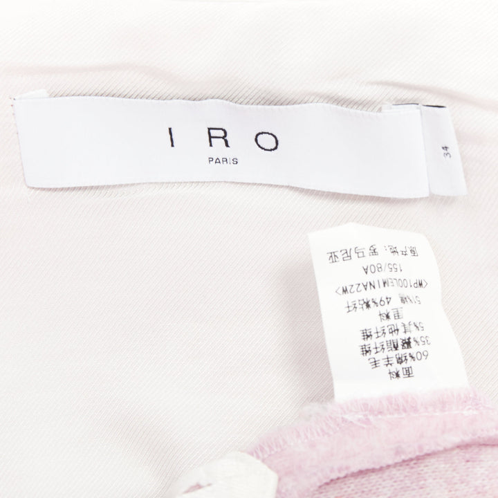 IRO PARIS Lemina pink cream wool tweed plaid check overshirt jacket FR34 XS