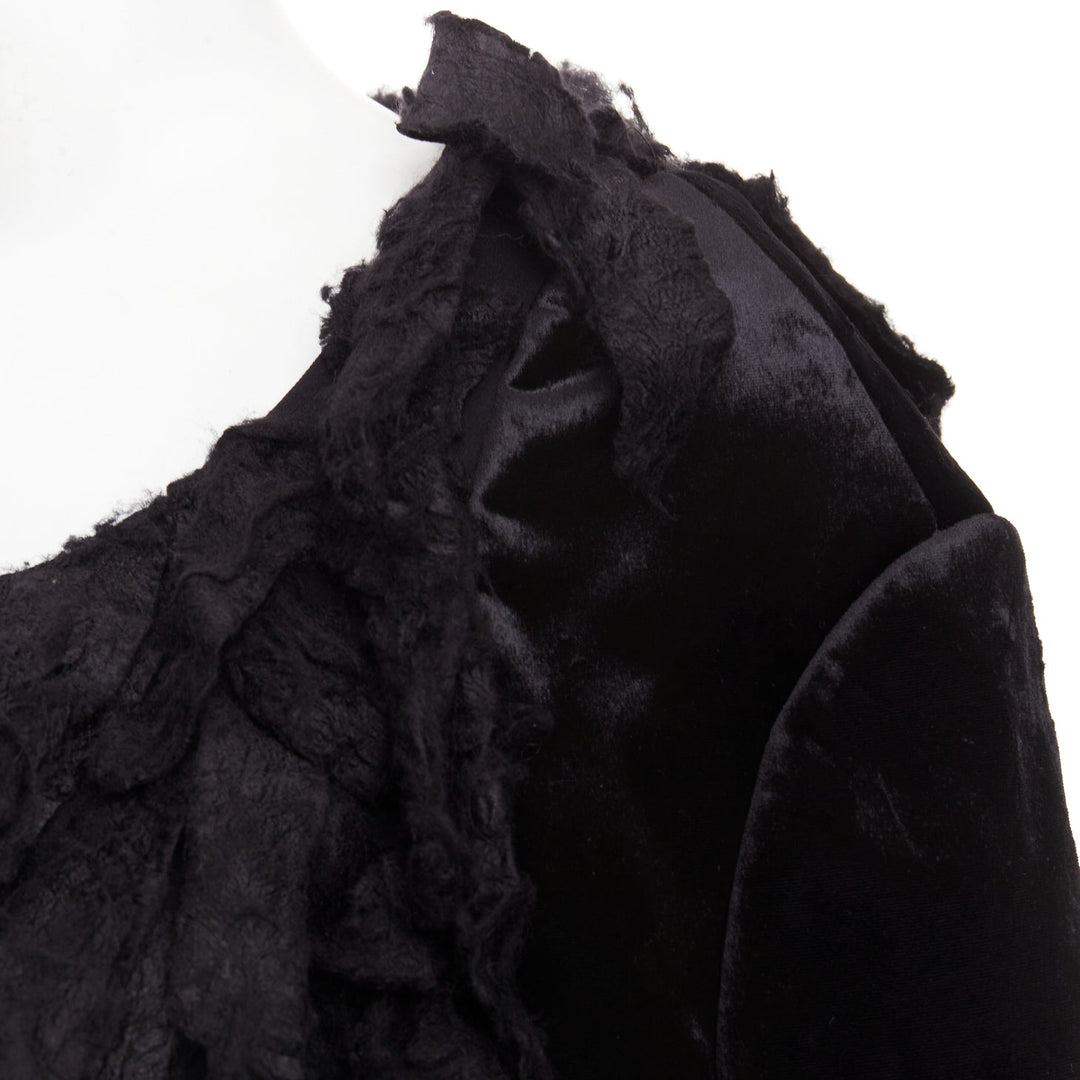 rare COMME DES GARCONS 2019 Runway black shredded silk fringe multi sleeves top
