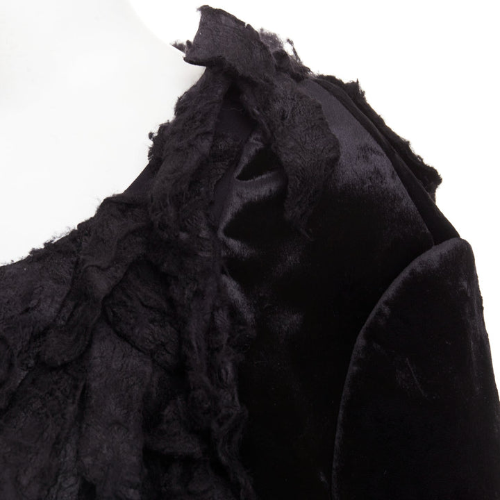 rare COMME DES GARCONS 2019 Runway black shredded silk fringe multi sleeves top