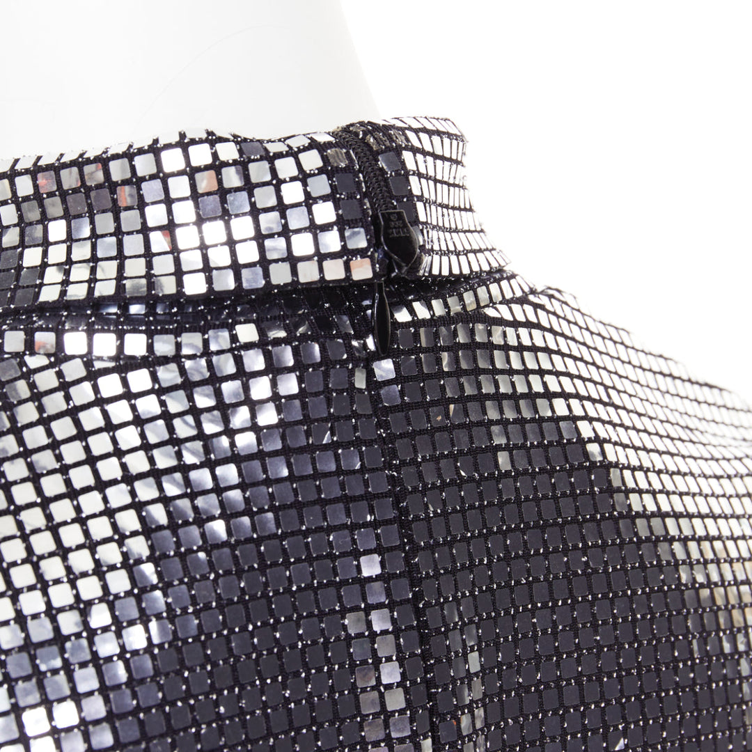 MAISON MARGIELA MM6 2023 silver disco ball sequinned stretch long sleeve top S