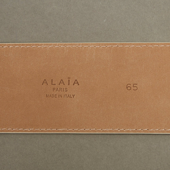 ALAIA 2021 white smooth leather oversized covered buckle waist wide belt 65cm