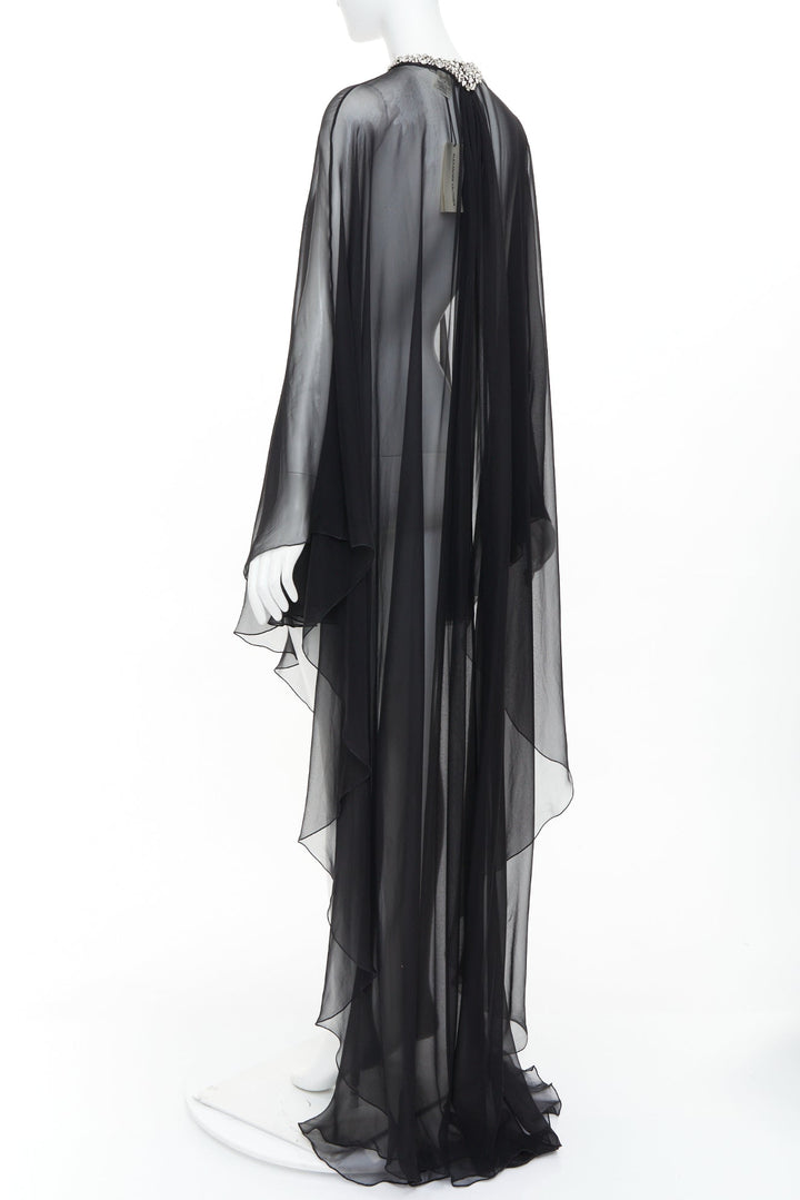 ALEXANDRE VAUTHIER COUTURE 2021 Runway crystal collar sheer cape blouse top