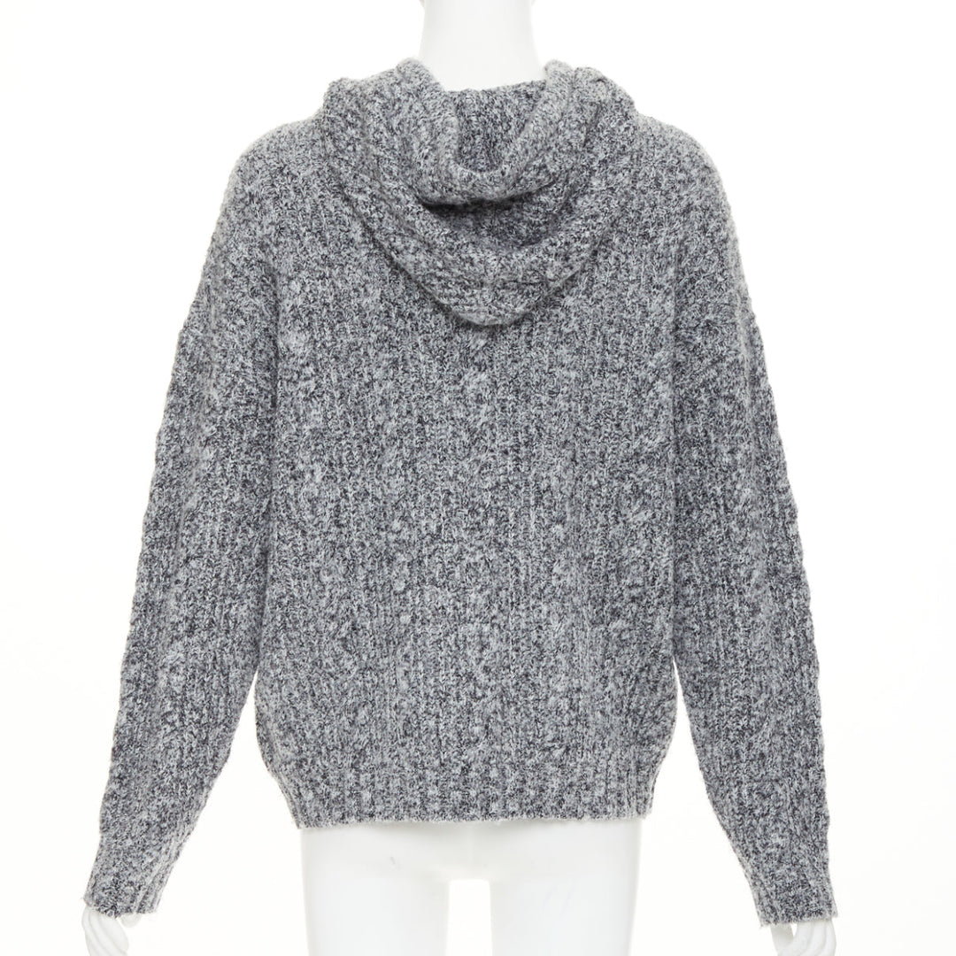 SHUSHU TONG 2024  grey wool blend black velvet ribbon oversized sweater UK6 XS