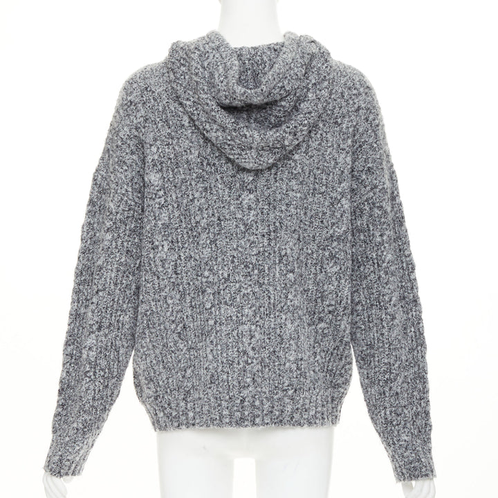 SHUSHU TONG 2024  grey wool blend black velvet ribbon oversized sweater UK6 XS
