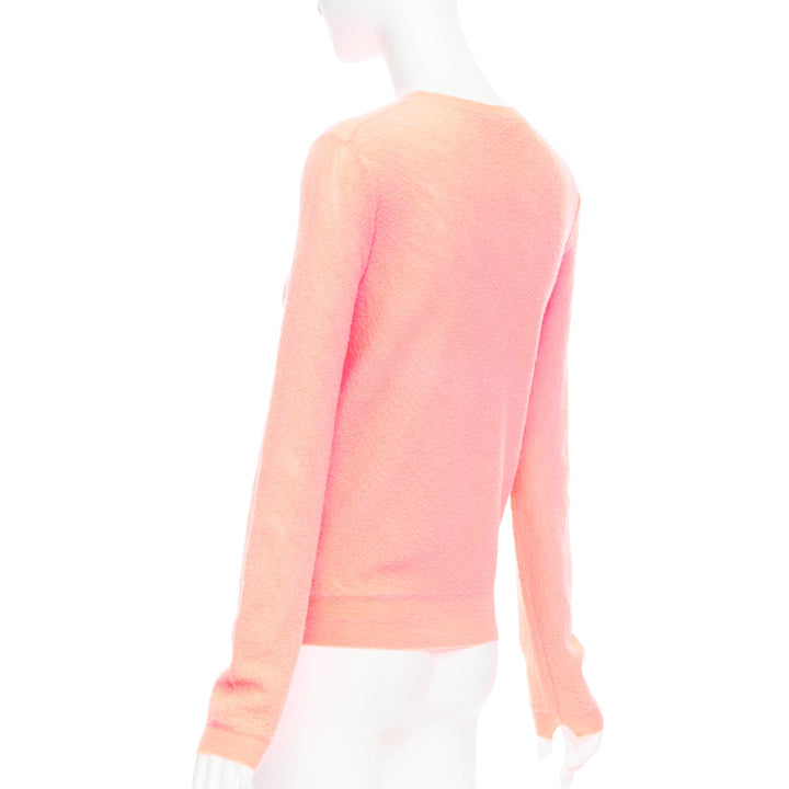 OLD CELINE Phoebe Philo neon coral pink wool knitted sweater S