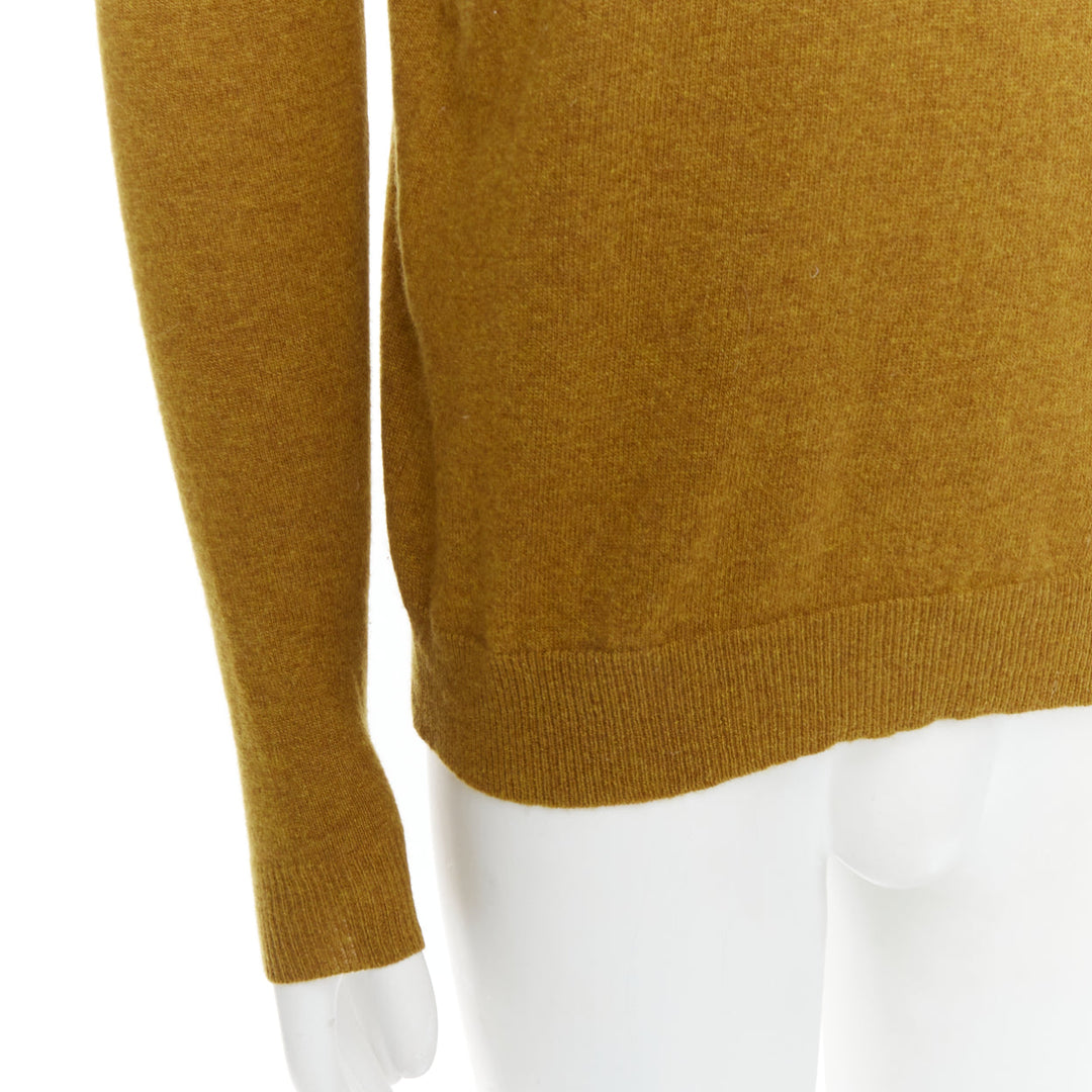 JIL SANDER wool cashmere mustard brown  v neck sweater IT46 S