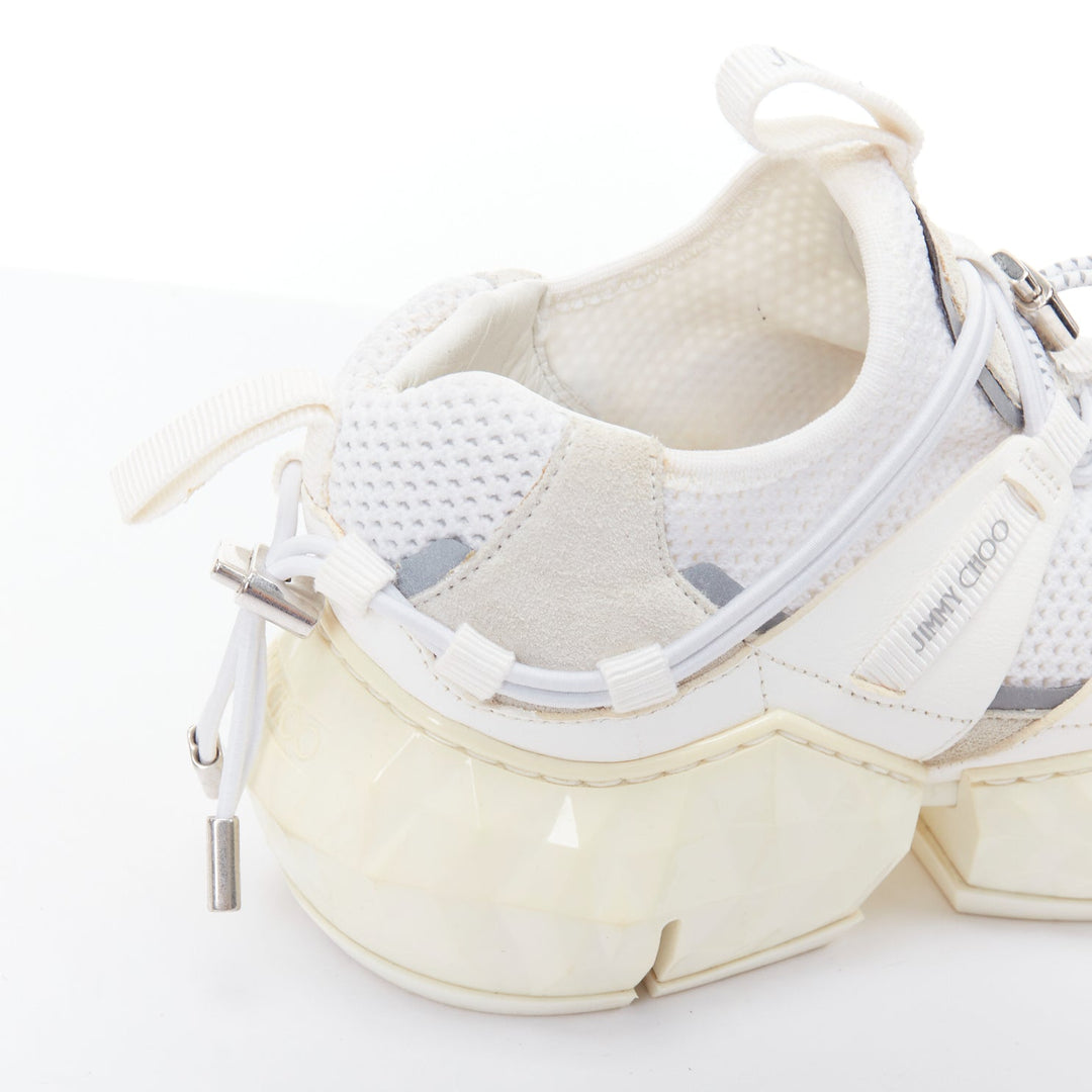 JIMMY CHOO Diamond Trail white faceted chunky sole sneakers EU36