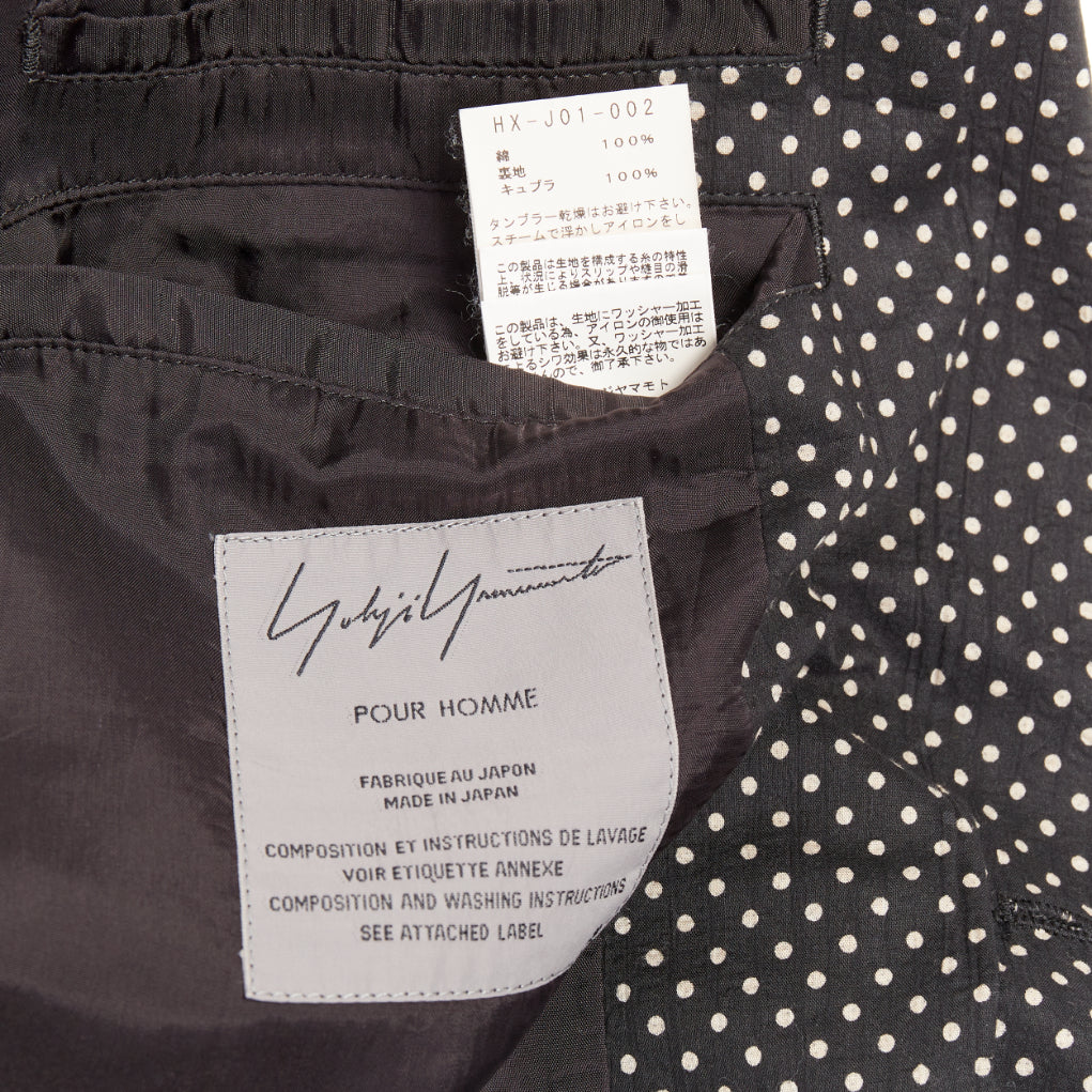 YOHJI YAMAMOTO Pour Homme black white polka dot unstructured blazer JP3 L