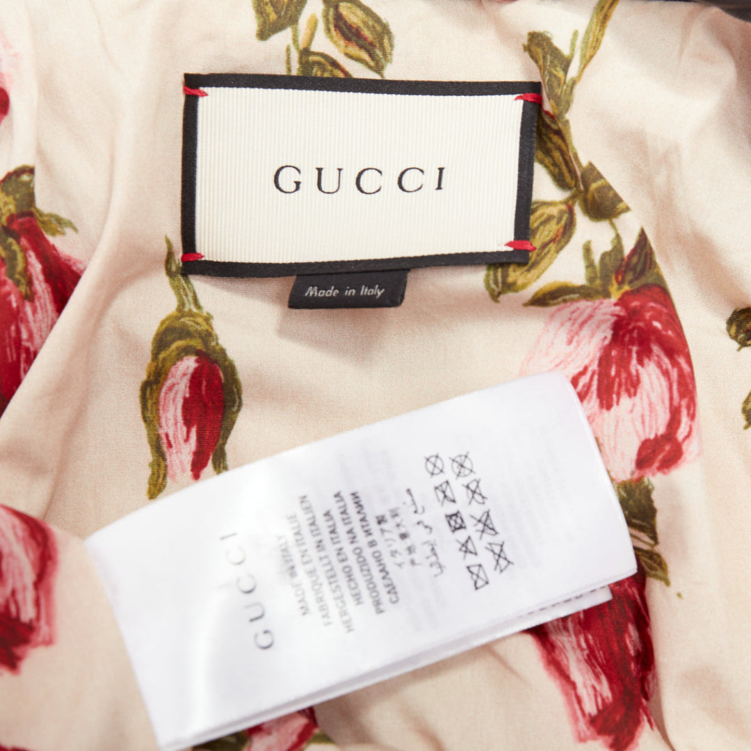 GUCCI Michele black leather bird butterfly applique studded biker jacket IT38 XS