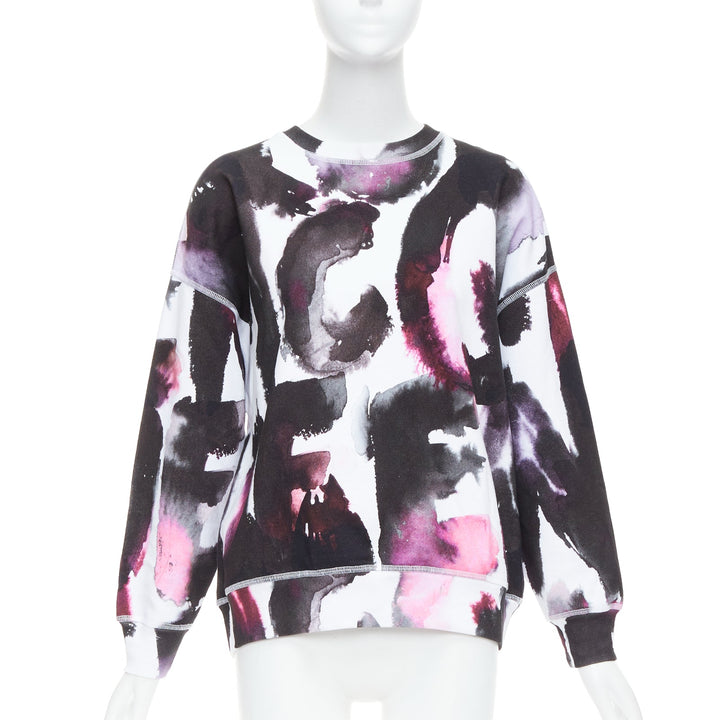 ALEXANDER MCQUEEN 2022 logo watercolor print long sleeve crew sweater IT38 XS