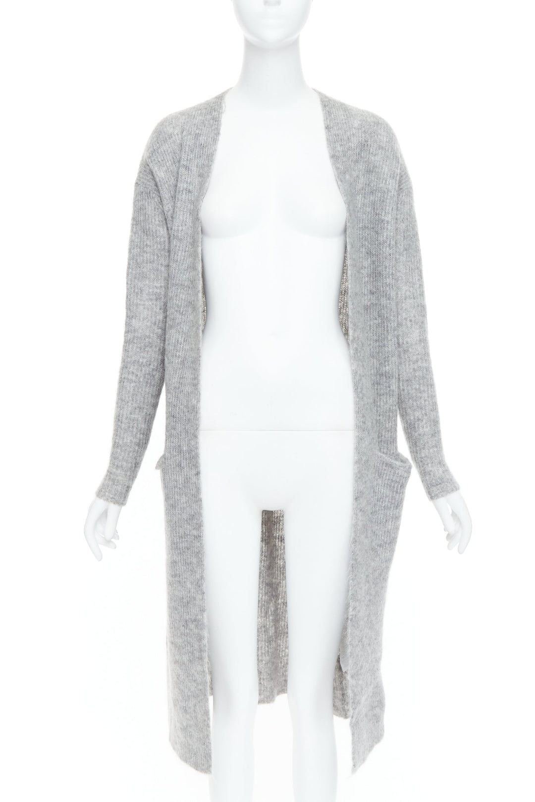 BY MALENE BIRGER grey wool mohair blend long knit cardigan sweater XS