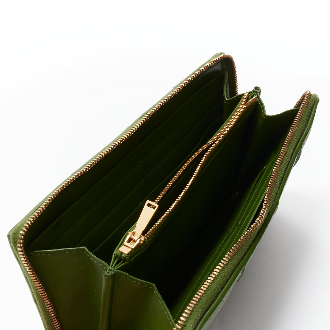 BOTTEGA VENETA Cassette avocado green maxi Intrecciato zip around long wallet