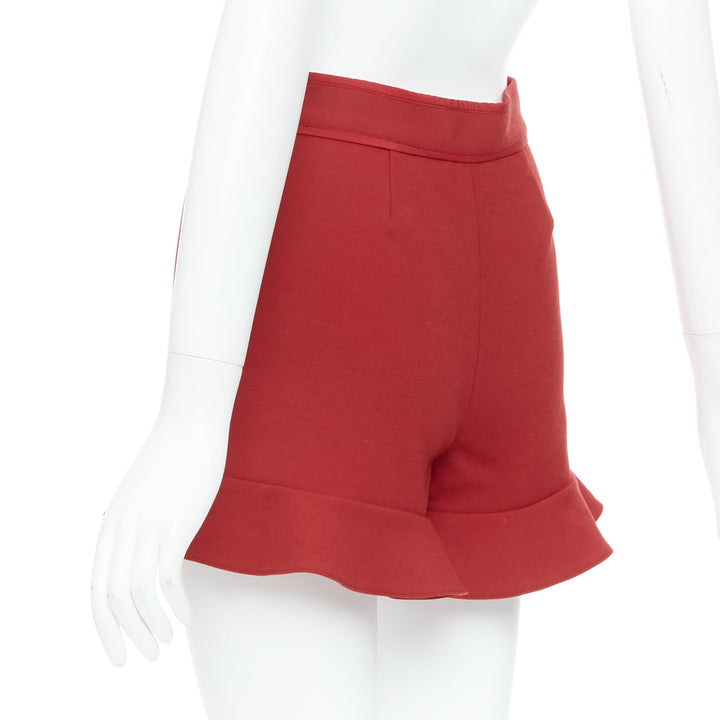 RED VALENTINO red ruffle hem high waisted shorts IT38 XS