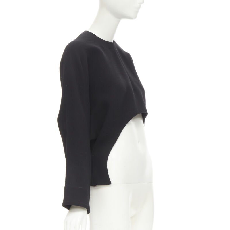 MARNI 100% wool crepe black curved hem boxy cocoon top IT38 XS