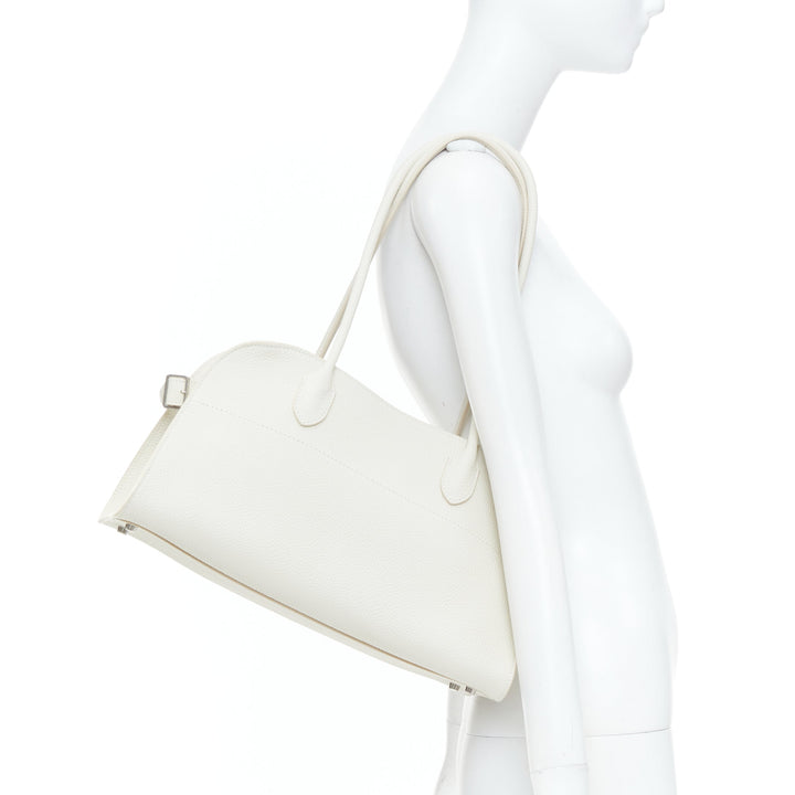 THE ROW 2024 Margaux Shoulder 12 ecru grained calfskin leather tote bag