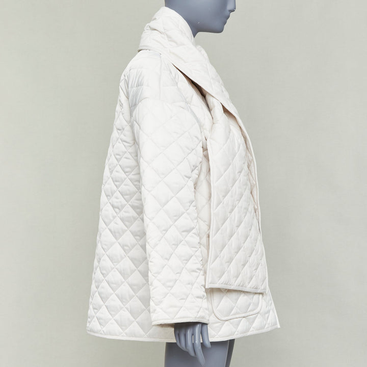 TOTEME Quilted Scarf off white diamond quilt pocketed jacket coat FR32 XXS