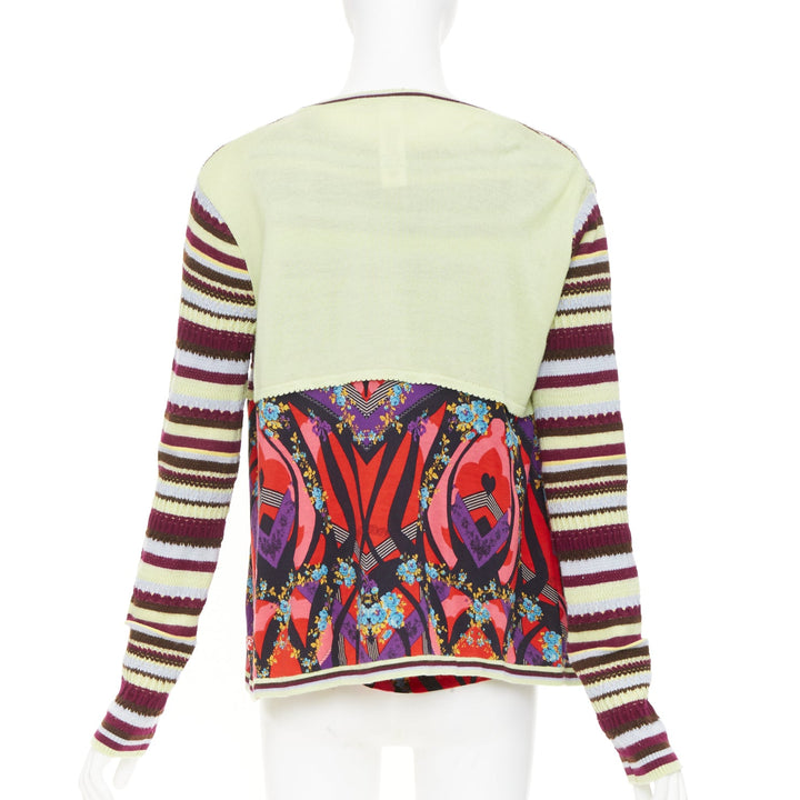 CHRISTIAN LACROIX stripe kaleidoscope print knit twin set floral cardigan top XL