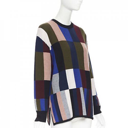VVB VICTORIA BECKHAM 100% wool graphic colorblocked oversized sweater UK8