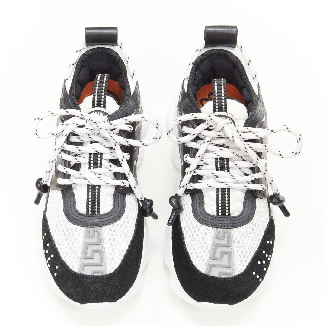 VERSACE Chain Reaction black white chunky sneaker EU38 US8