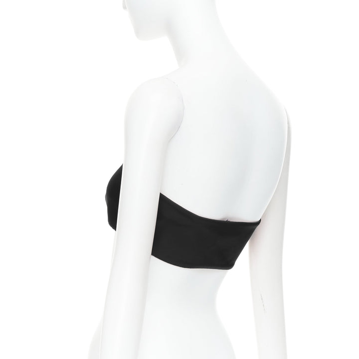 PRADA Re-Nylon black triangle logo plate strapless bustier tube top IT42 M