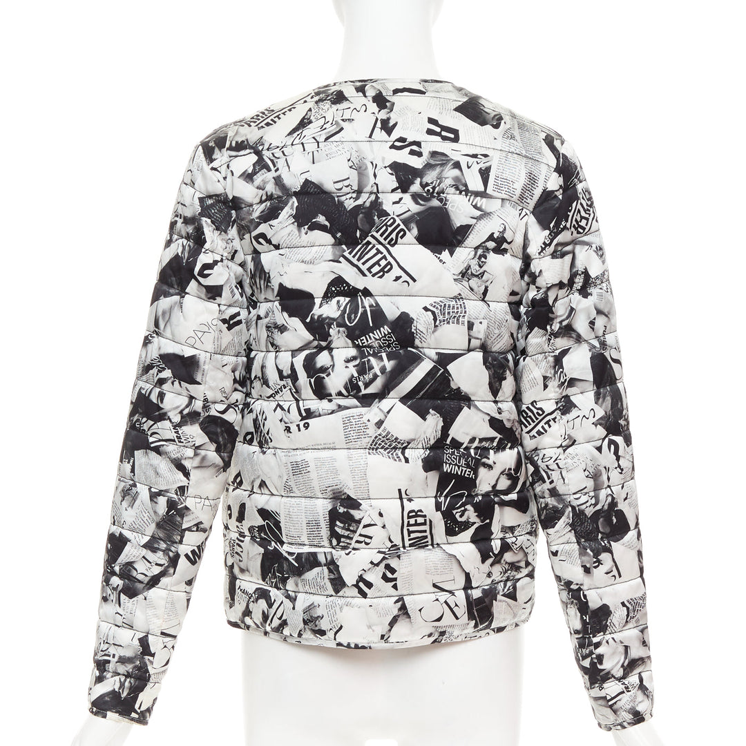 BALENCIAGA Demna 2019 black white magazine tabloid print padded coat FR34 XS