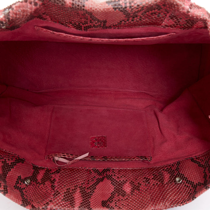ANYA HINDMARCH pink scaled leather bow tassel shopper tote bag