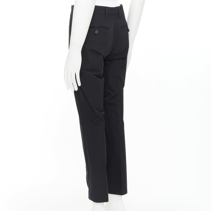 PRADA 2019 black shiny nylon mid waisted tapered dress cropped pants IT44 XS