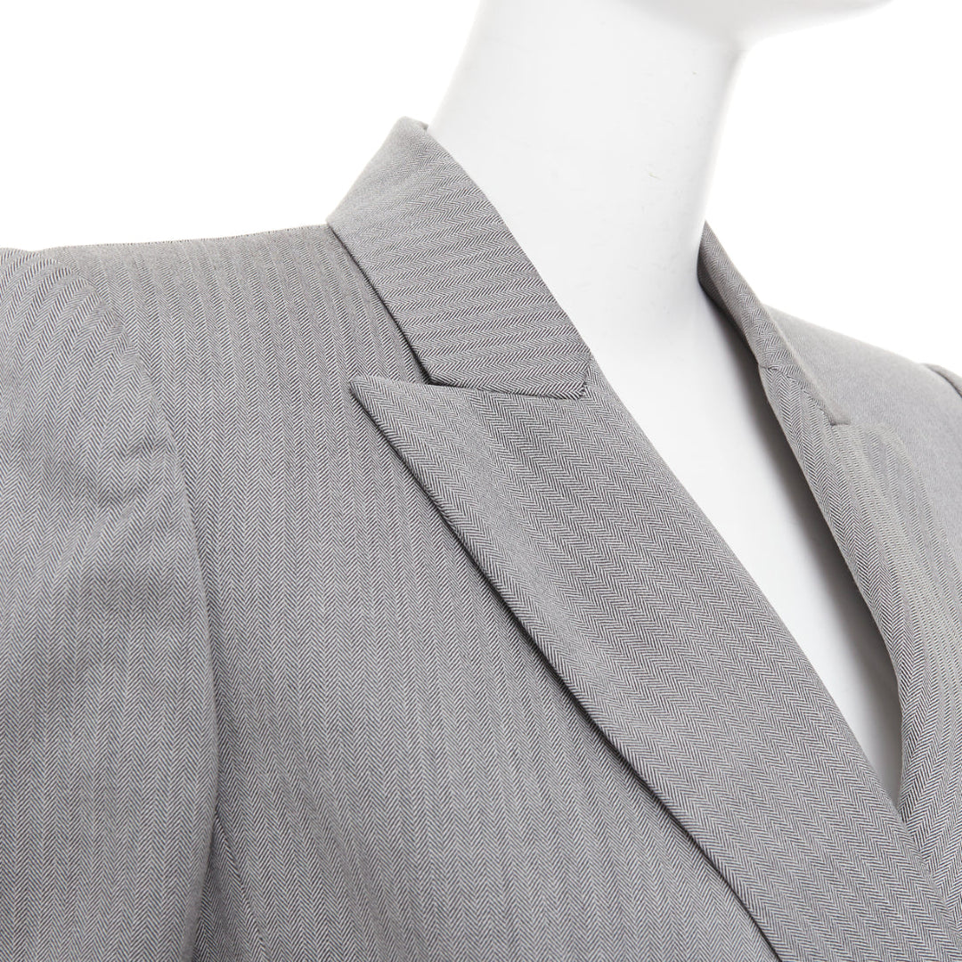 ALEXANDER MCQUEEN 2019 grey wool fuchsia pink lined peplum blazer jacket IT42 M