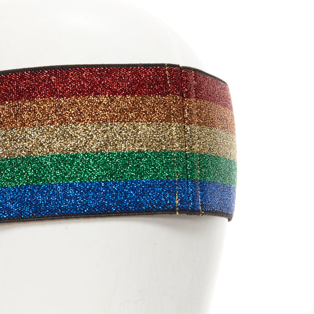 GUCCI Webby rhinestone crystal encrusted Rainbow Web headband