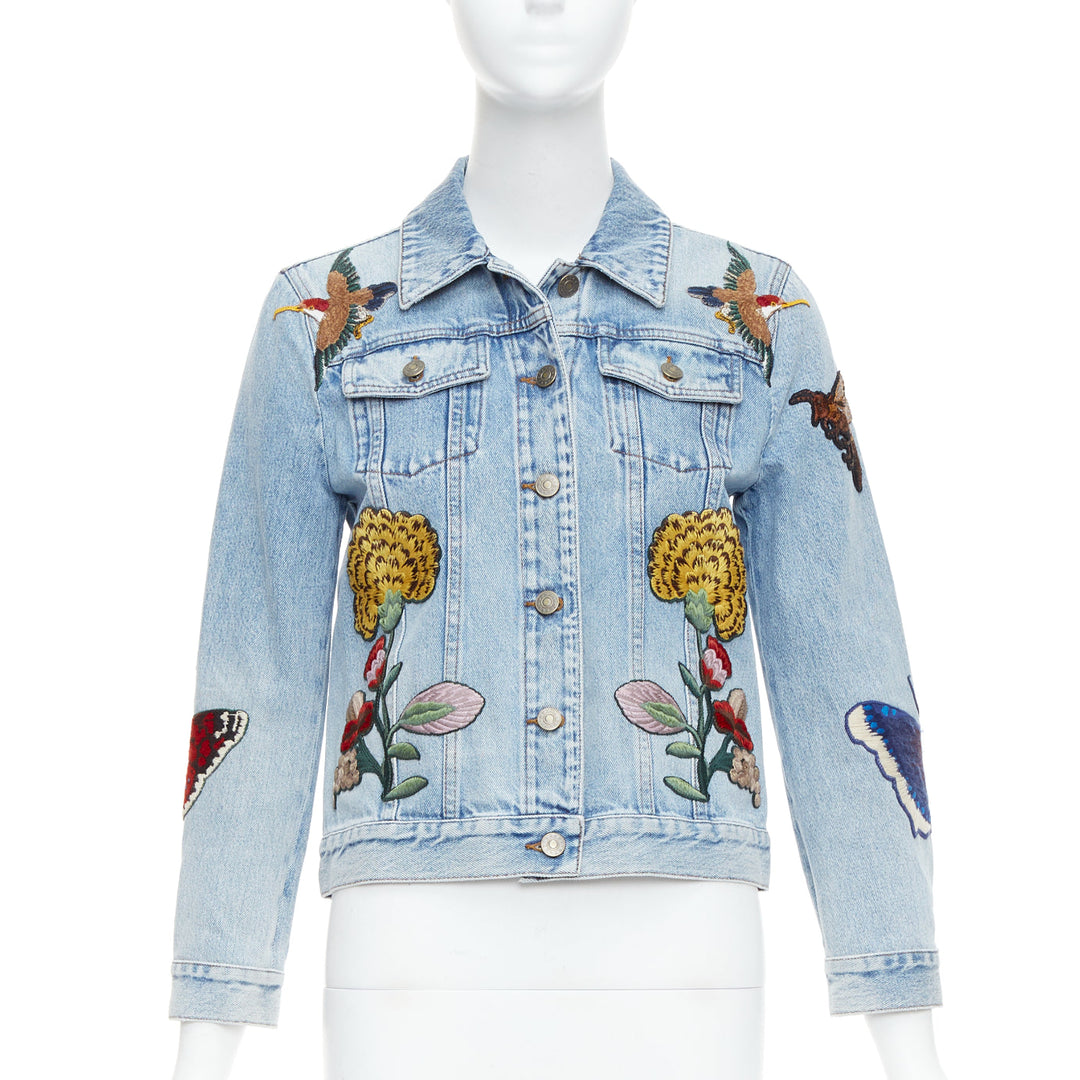 GUCCI L'Aveugle Par Amour blue embroidered denim patch denim jacket IT38 XS