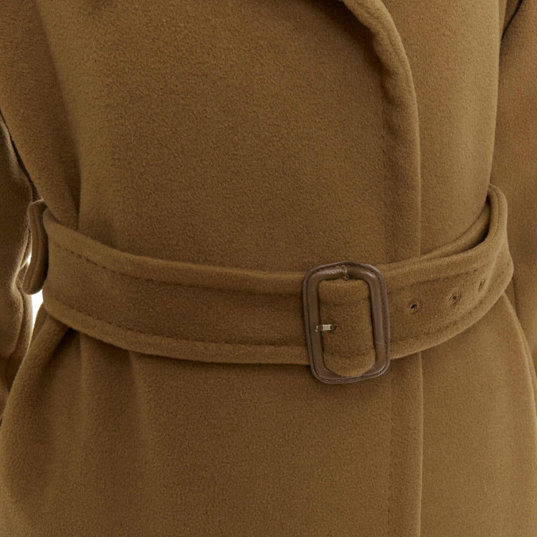 MAX MARA camel brown wool cashmere belted wide collar coat S