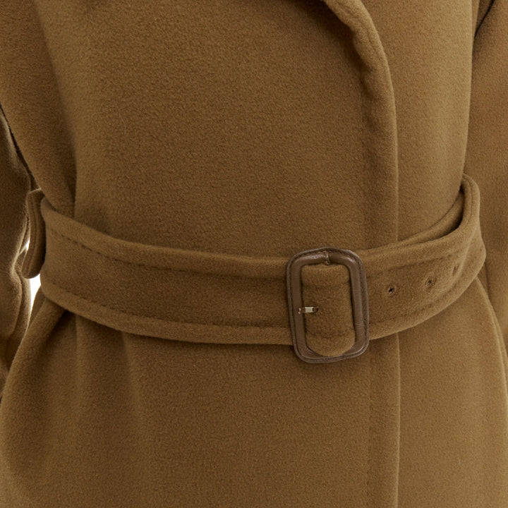 MAX MARA camel brown wool cashmere belted wide collar coat S
