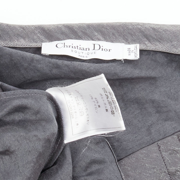 CHRISTIAN DIOR John Galliano Vintage grey linen blend bias cowl neck top FR38 M