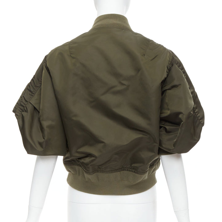 SACAI 2022 green gathered sleeves cropped MA1 bomber jacket JP1 S