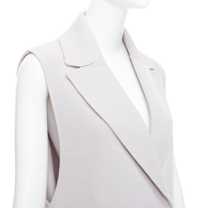 JIL SANDER light grey wool blend double breasted vest coat FR34 XS