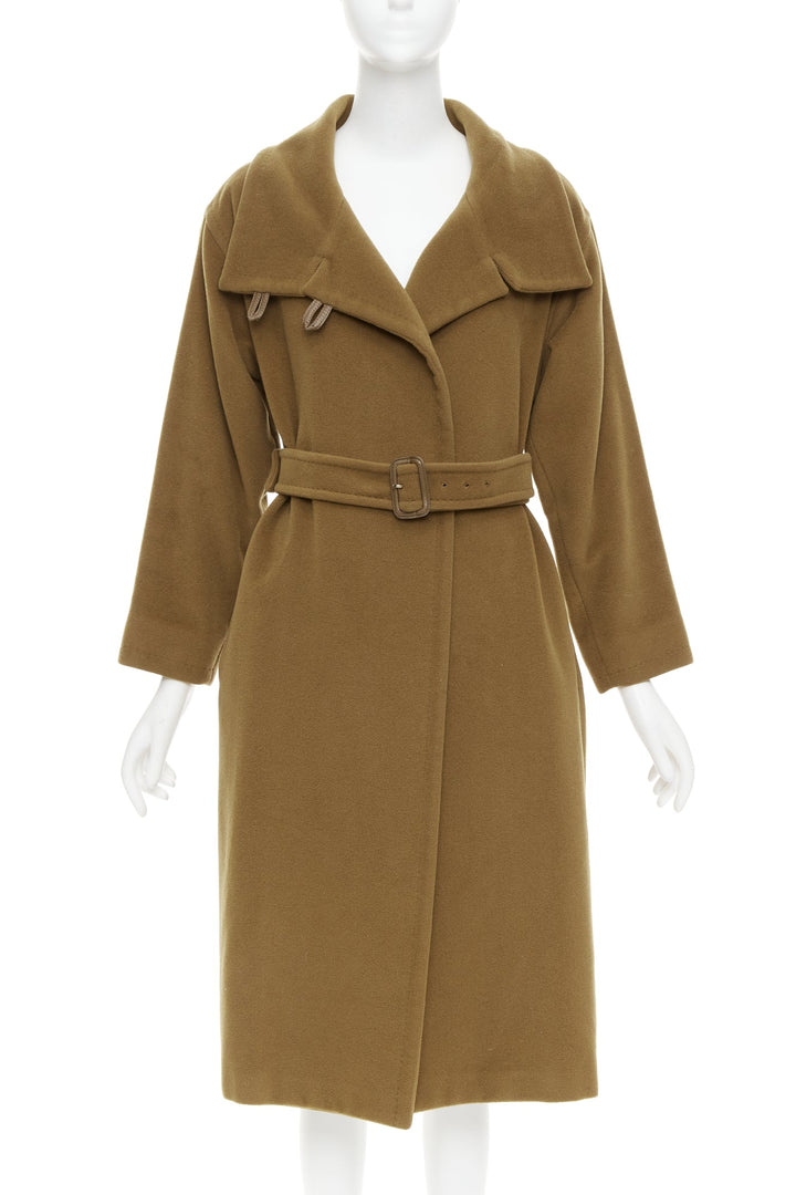 MAX MARA camel brown wool cashmere belted wide collar coat S