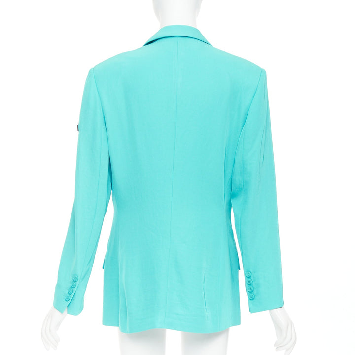 BALENCIAGA 2022 bright turquoise creased twill  rubber oversized blazer FR34 XS