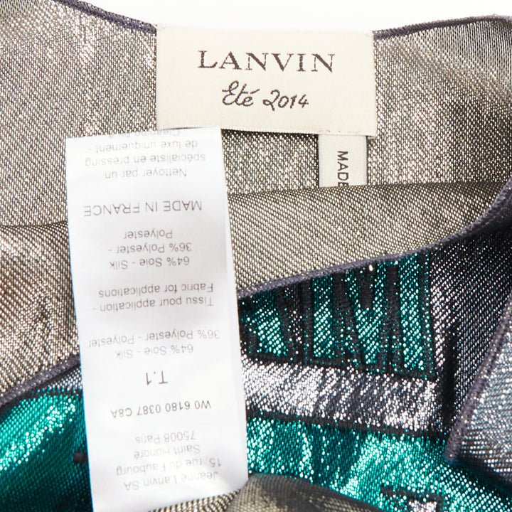 LANVIN 2014 Runway I Am Addicted To Gloss metallic green silver silk lame vest S