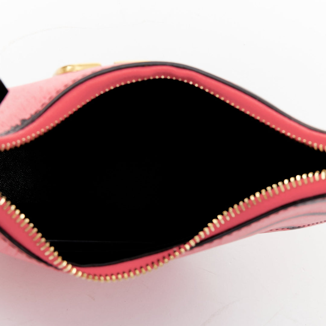 VALENTINO 2022 Tiger 1967 pink black animal print calfskin hobo moon bag