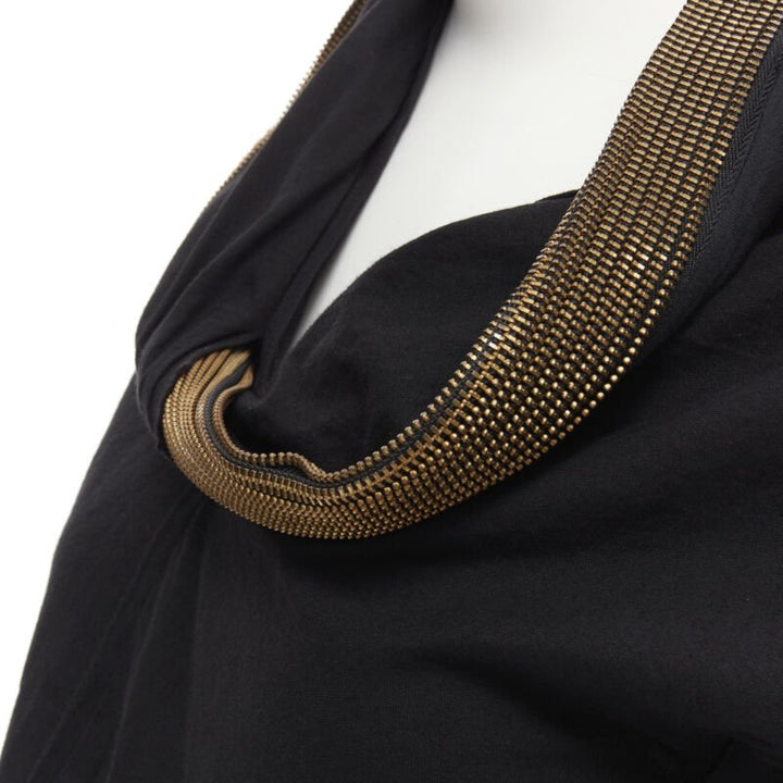 Runway JUNYA WATANABE 2004 black gold twisted zipper collar bias raw cut vest M