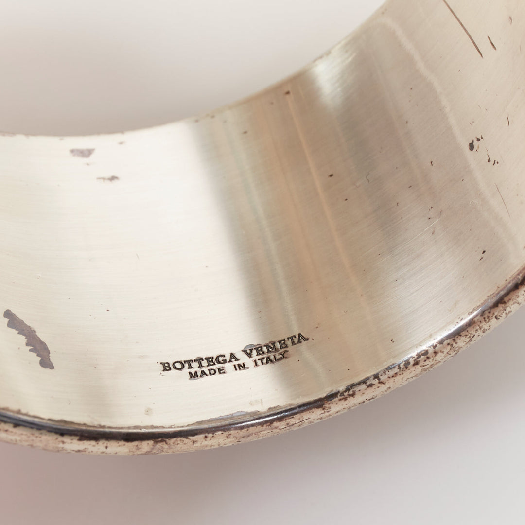 BOTTEGA VENETA 2014 oxidised 925 sterling silver hammered dome cuff bangle