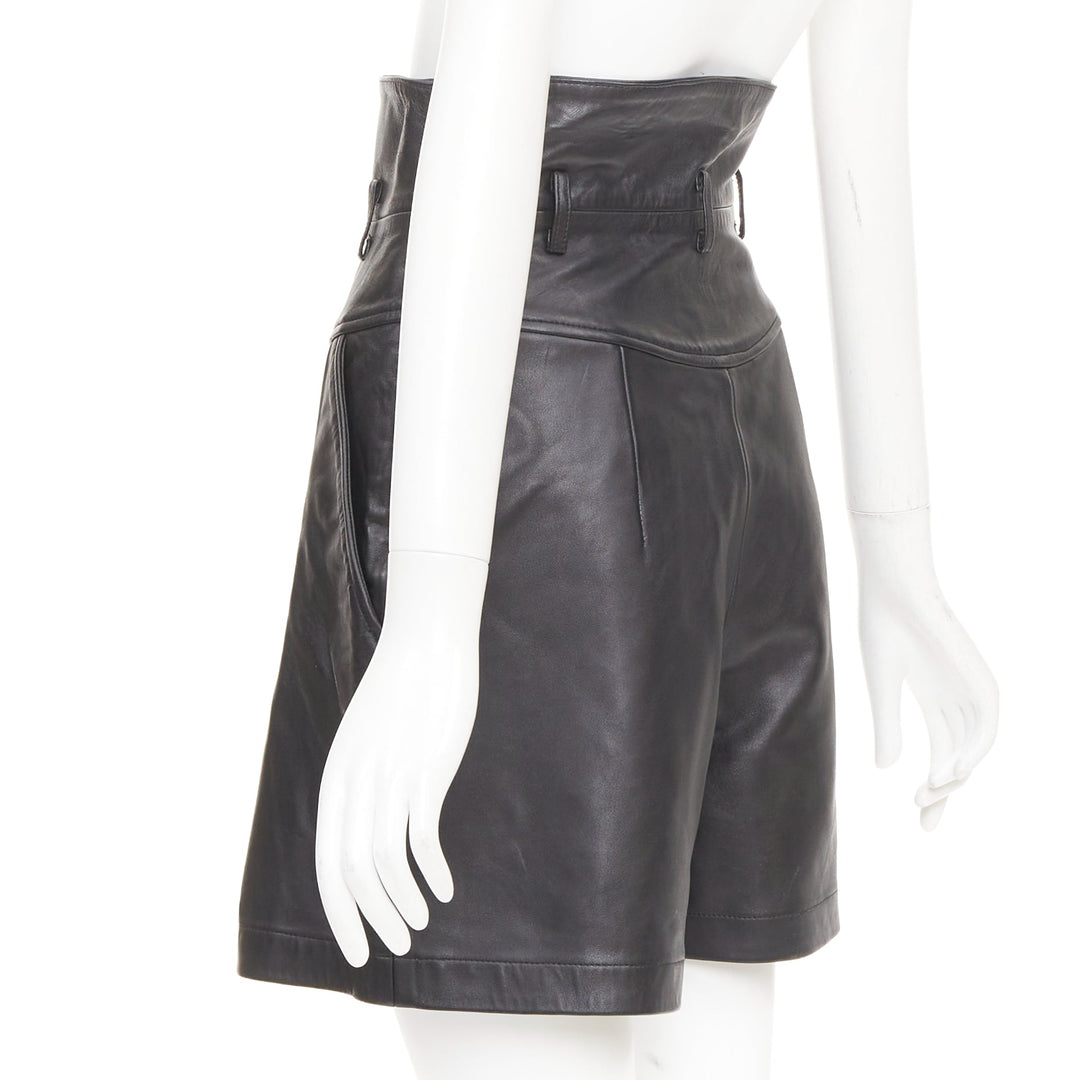 ALBERTA FERRETTI Giacca high waisted black sheep leather culottes IT38 XS