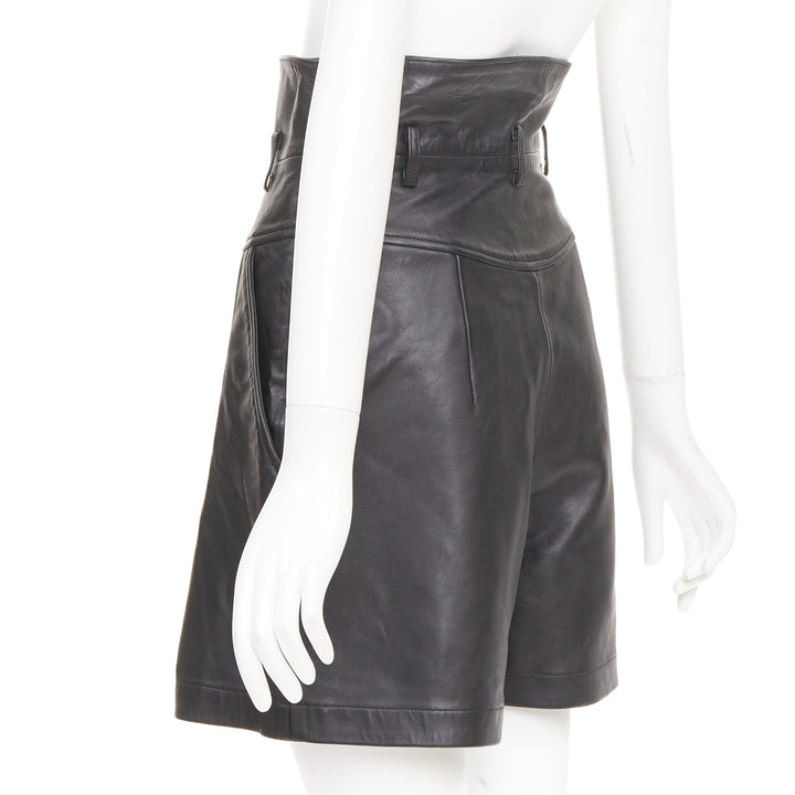 ALBERTA FERRETTI Giacca high waisted black sheep leather culottes IT38 XS