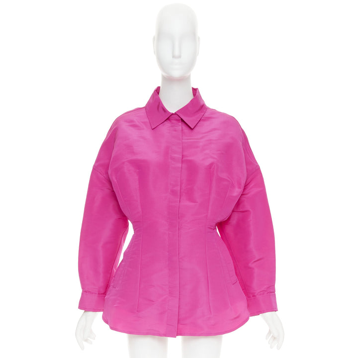 VALENTINO Pier Paolo Piccioili 2022 silk moire PP Pink silk shirt dress IT38 XS