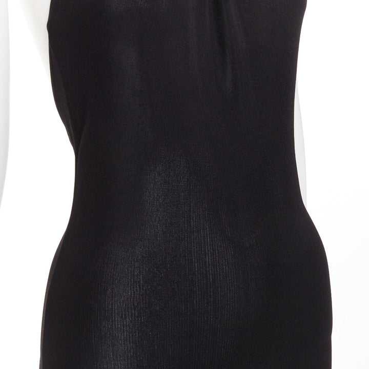 ALEXANDRE VAUTHIER black fine knit crystal encrusted rope halter open back dress