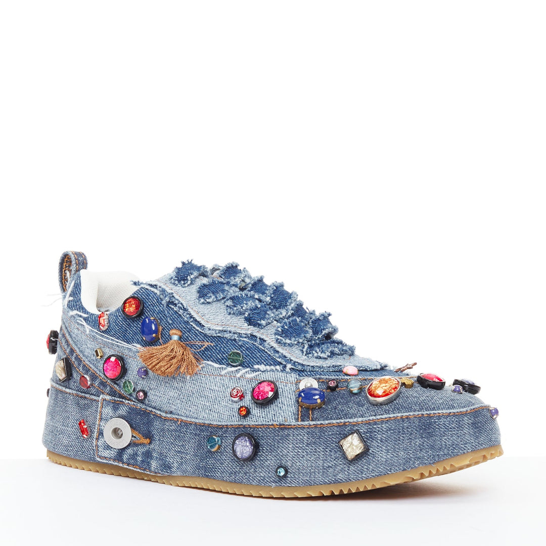 rare LOEWE 2023 Studio Ghibli Howls Moving Castle crystal denim sneakers EU39