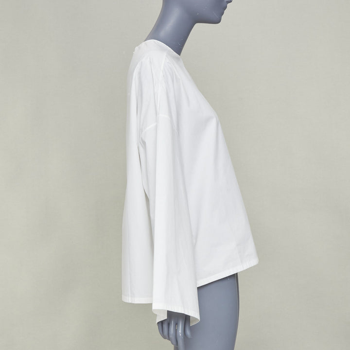 MARNI white cotton crew neck wide boxy bell sleeve blouse top IT40 S